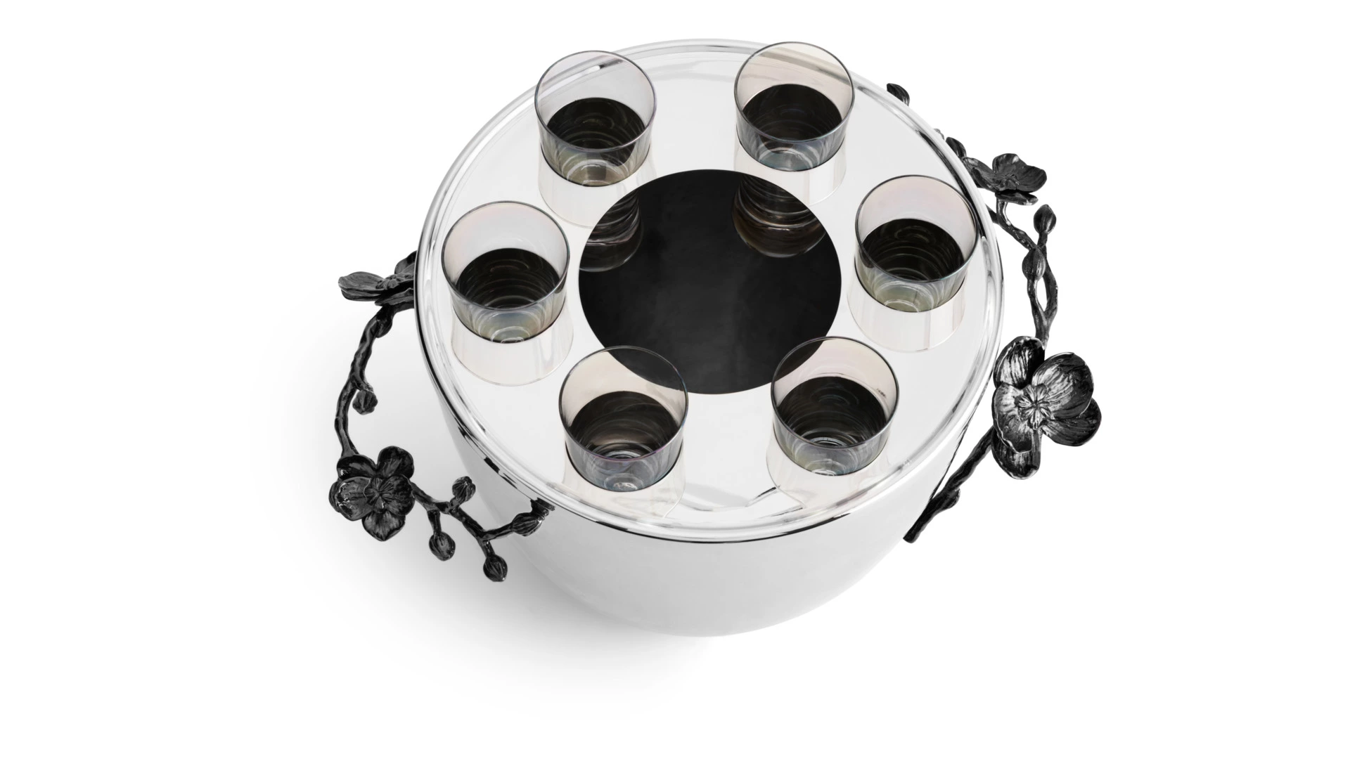 Ведерко для льда с рюмками Michael Aram Черная орхидея 20,5 см, стекло