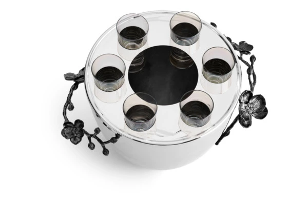 Ведерко для льда с рюмками Michael Aram Черная орхидея 20,5 см, стекло
