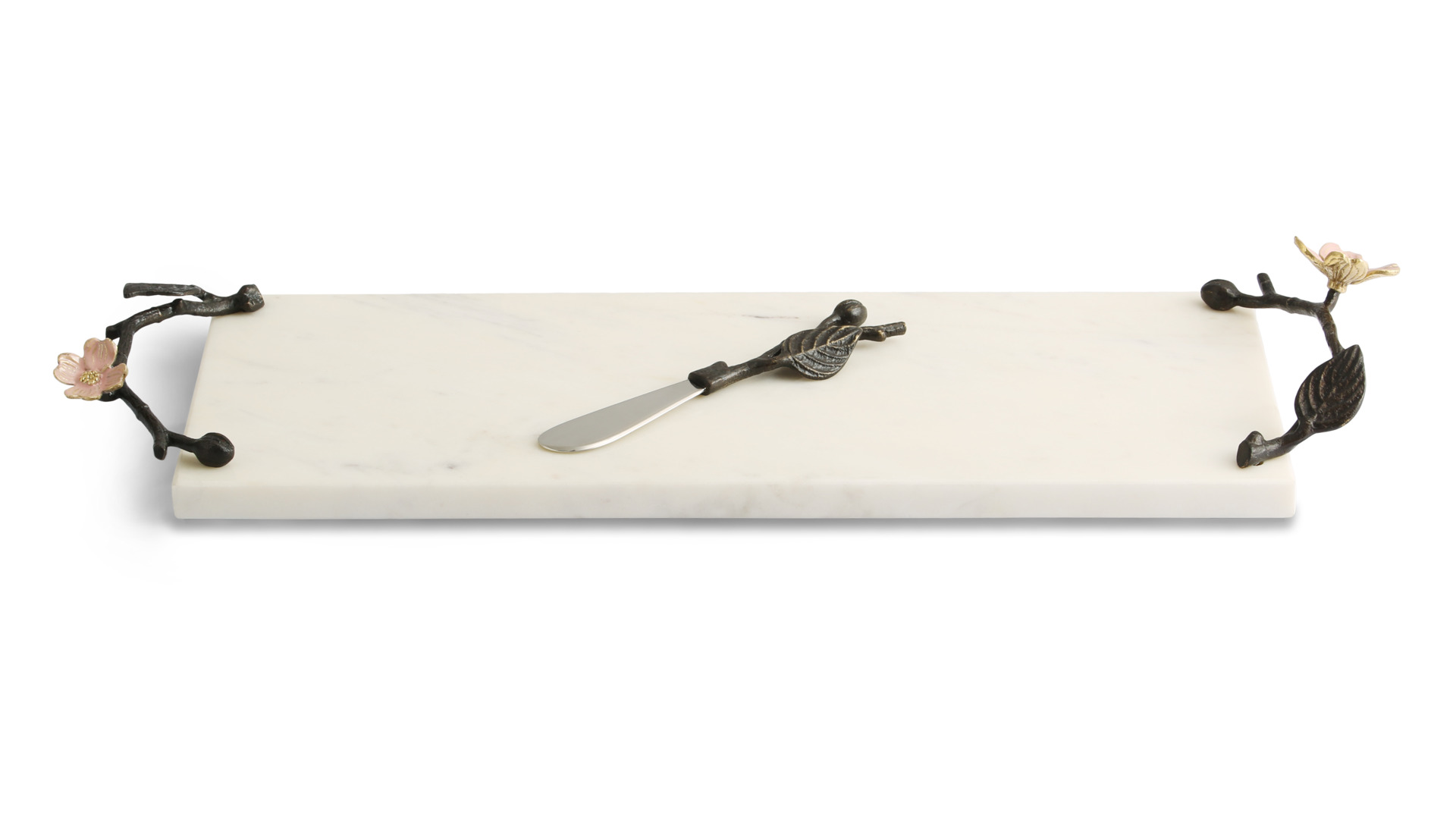 Доска для сыра с ножом Цветок Кизила Michael Aram 47х14,5 см, мрамор
