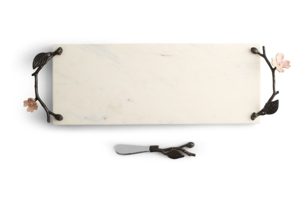 Доска для сыра с ножом Цветок Кизила Michael Aram 47х14,5 см, мрамор