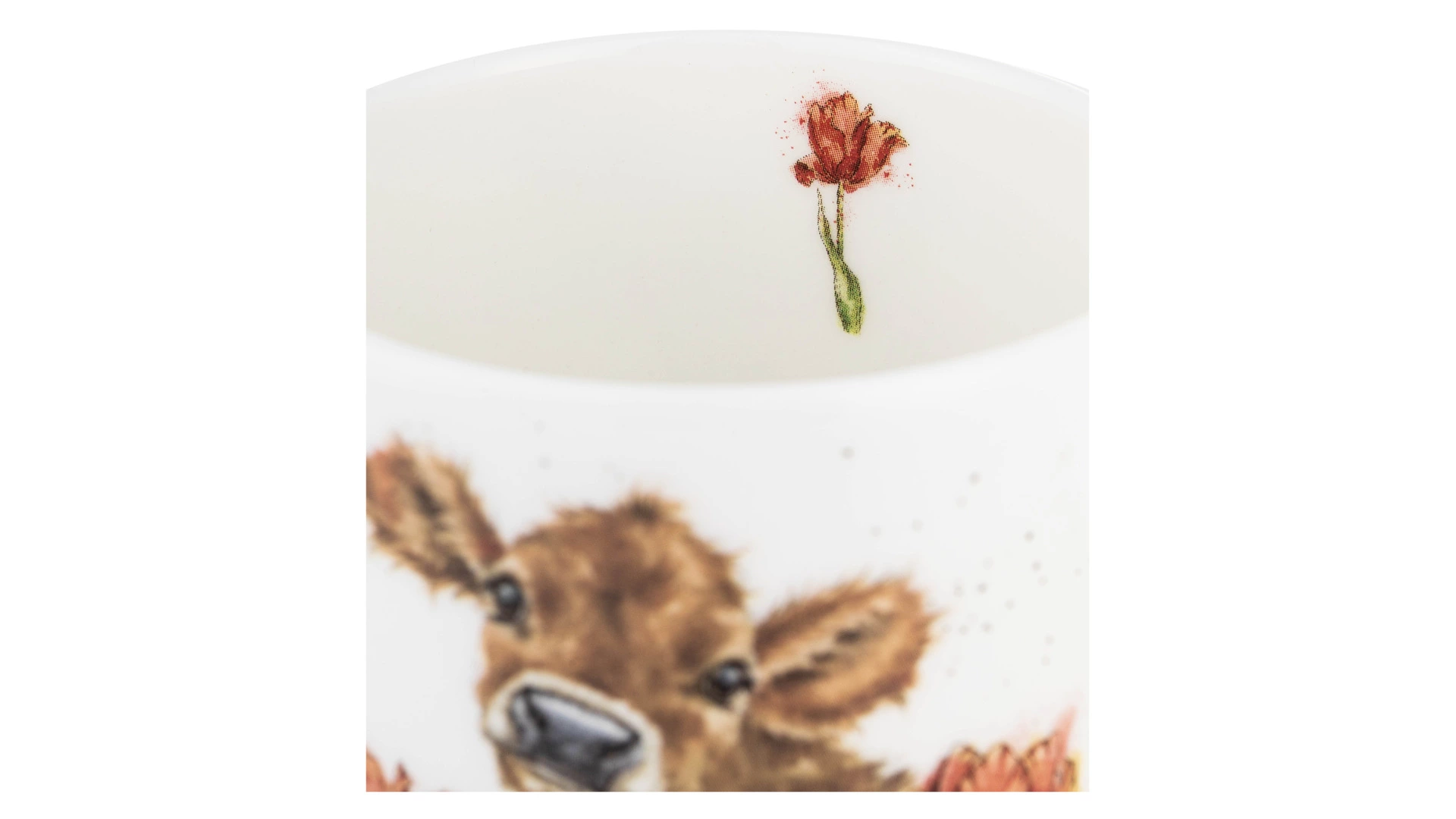 Кружка Royal Worcester Забавная фауна Теленок Бесси и тюльпаны 310 мл, фарфор костяной