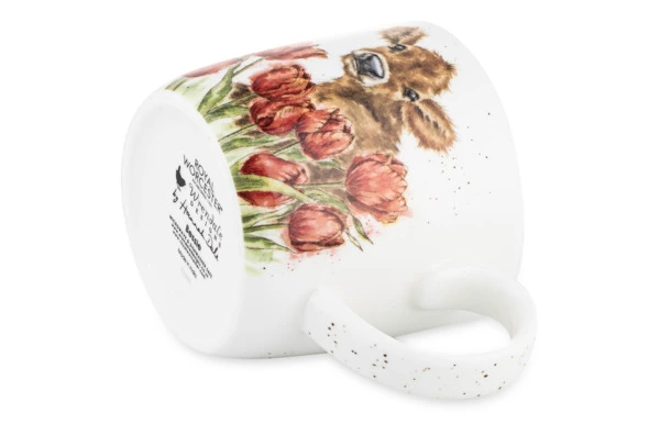 Кружка Royal Worcester Забавная фауна Теленок Бесси и тюльпаны 310 мл, фарфор костяной