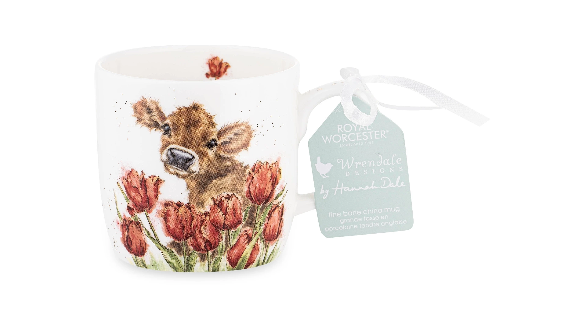 Кружка Royal Worcester Забавная фауна Теленок Бесси и тюльпаны 310 мл, фарфор костяной