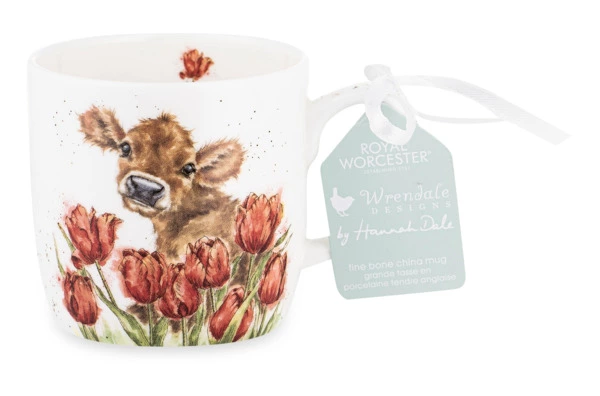 Кружка Royal Worcester Забавная фауна Теленок Бесси и тюльпаны 310 мл, фарфор костяной