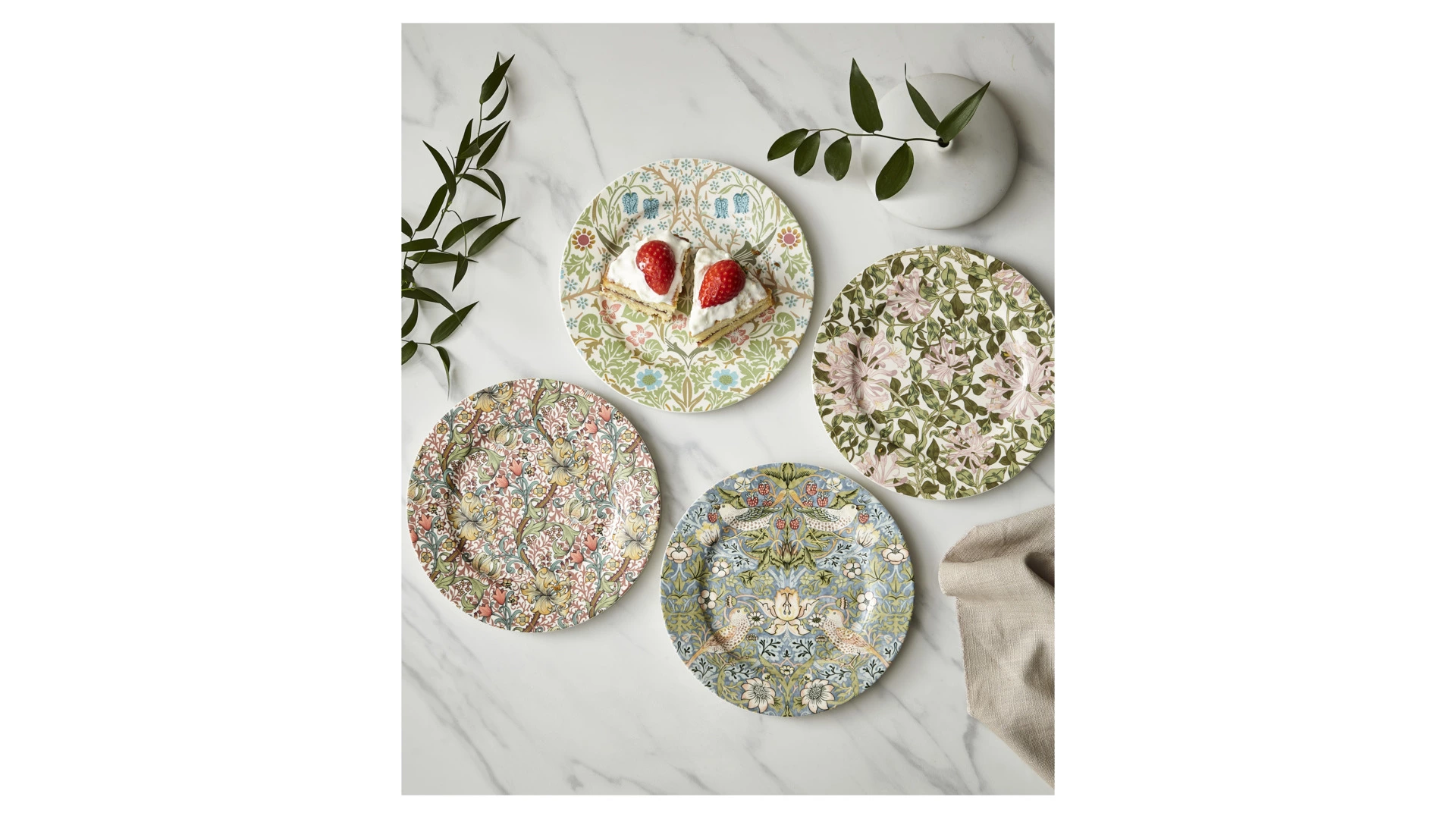 Набор тарелок десертных Spode Моррис и Ко 20 см, 4 шт, фарфор, п/к