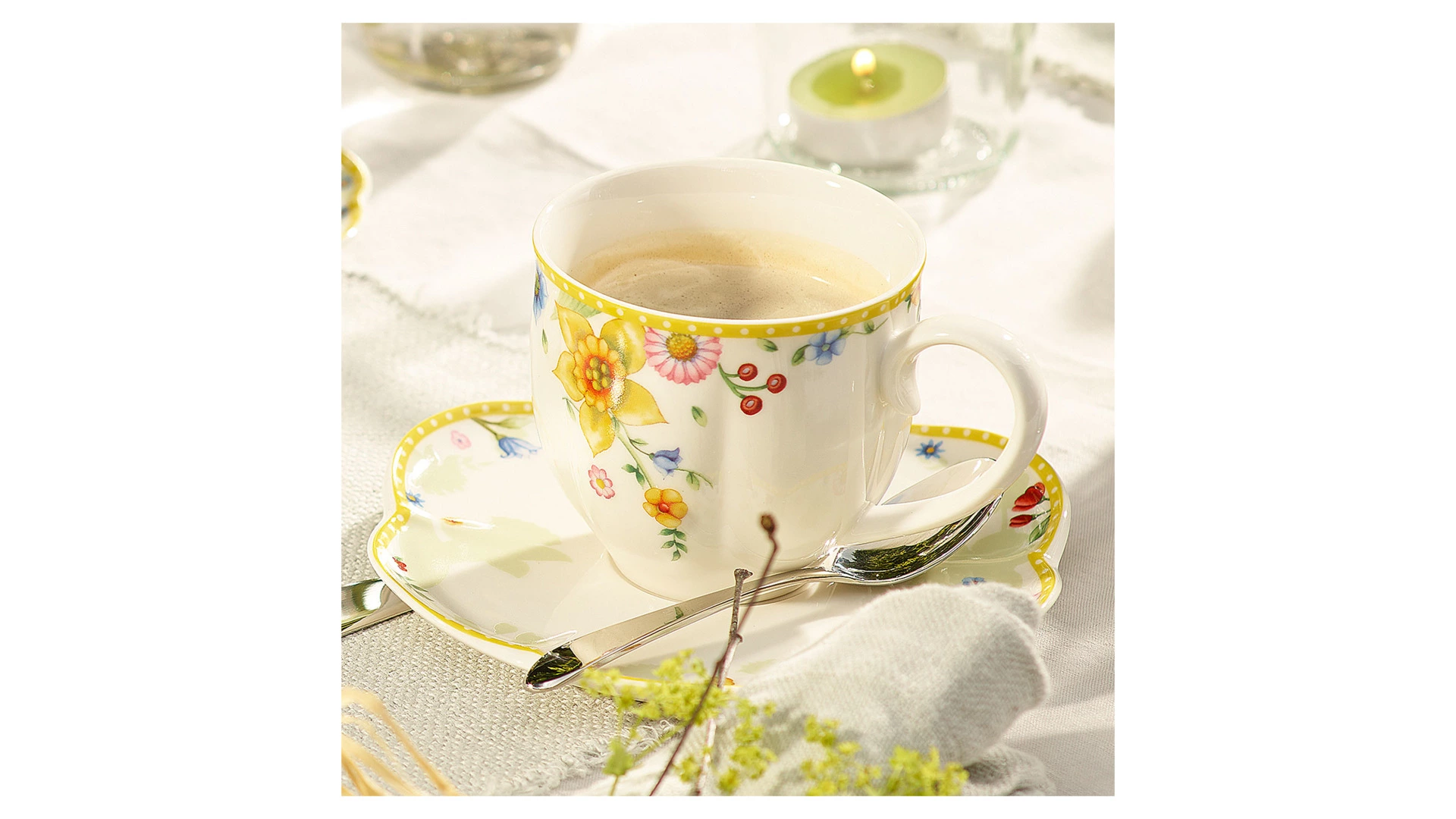 Чашка кофейная с блюдцем Villeroy&Boch Spring Awakening 260 мл, фарфор твердый