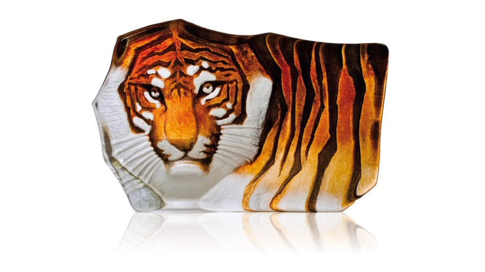 Скульптура Maleras Тигр 22х15 см, хрусталь, оранжевый