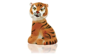 Скульптура Франц Гарднер в Вербилках Тигренок сидячий 9 см, фарфор, п/к