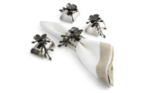 Кольцо для салфеток Michael Aram Чёрная орхидея 8,5 см , серебристая