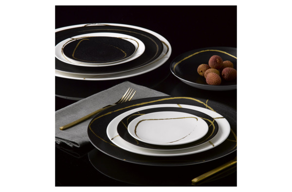 Набор тарелок закусочных Royal Crown Derby Эскиз Черный 22 см, фарфор, 6 шт