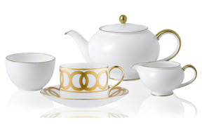 Сервиз чайный Royal Crown Derby Акцент на 6 персон 15 предметов, фарфор, белый, золотой кант