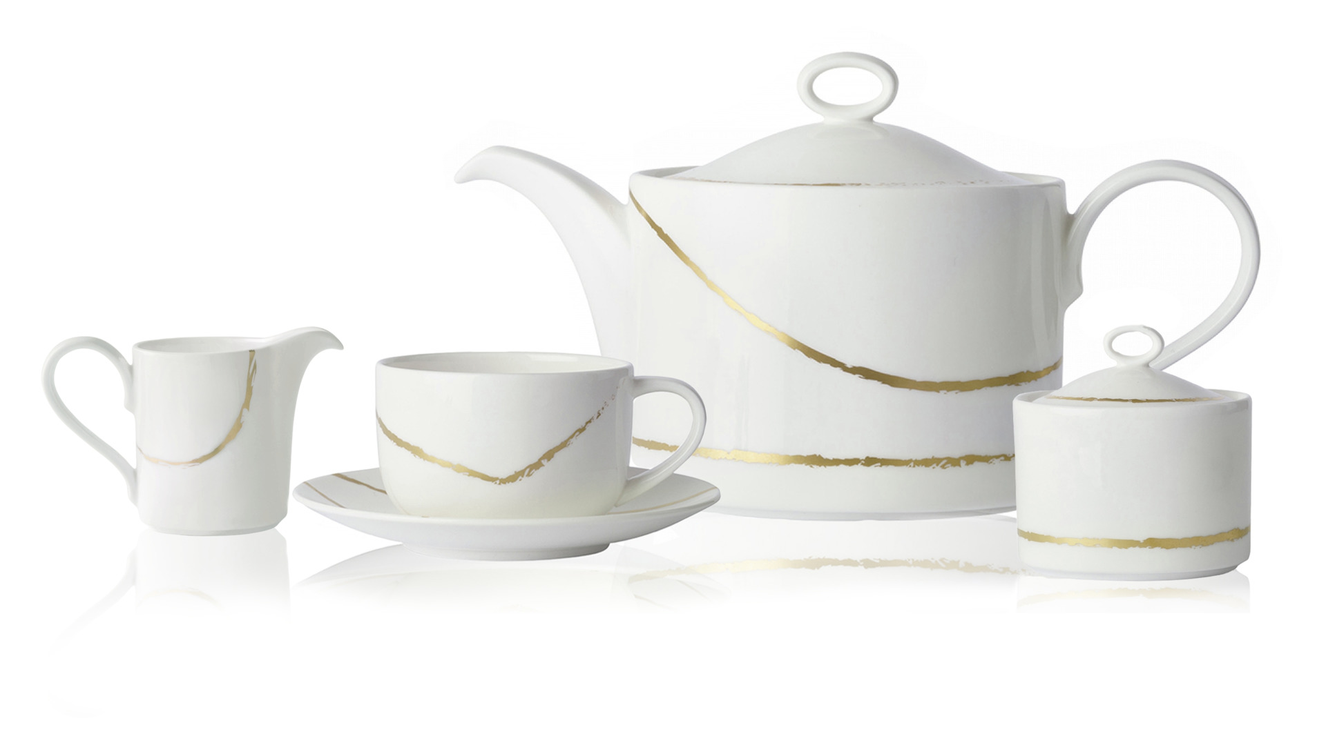 Сервиз чайный Royal Crown Derby Эскиз. Белый на 6 персон 15 предметов, фарфор