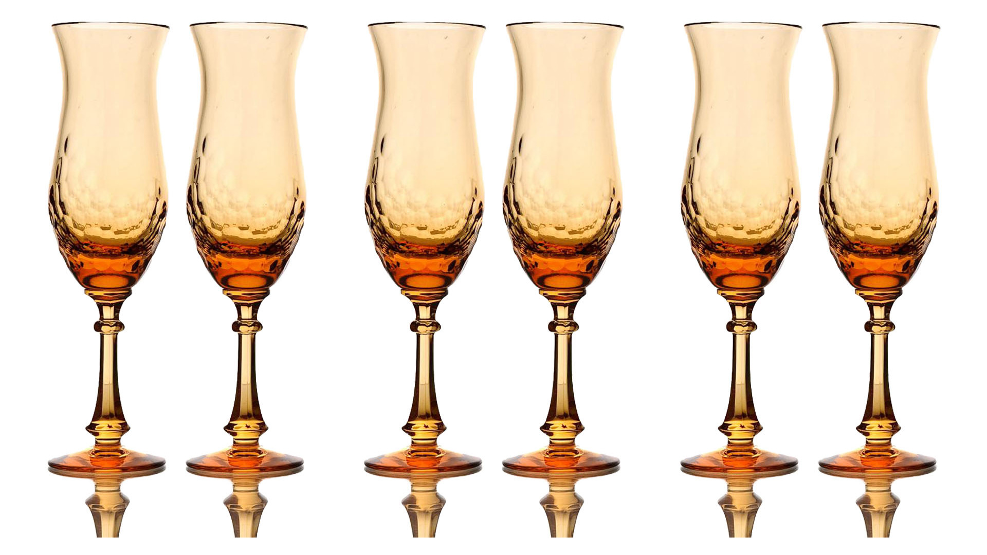Набор бокалов для шампанского ГХЗ Тюльпан 240 мл, 6 шт, хрусталь, янтарный