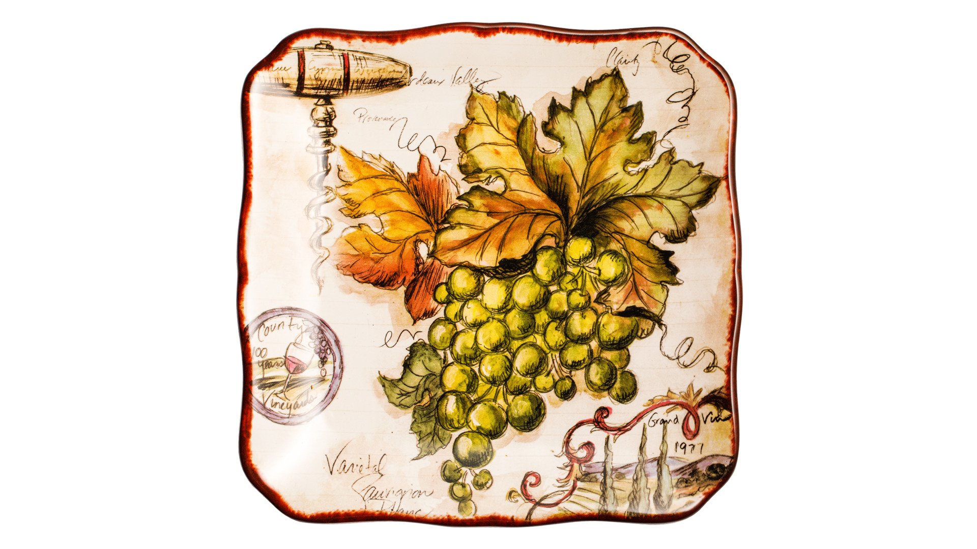 Тарелка закусочная Certified Int. Виноделие Зеленый виноград 21 см, керамика