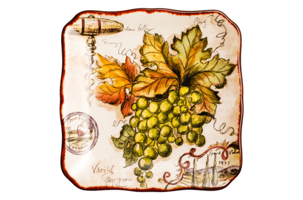 Тарелка закусочная Certified Int. Виноделие Зеленый виноград 21 см, керамика