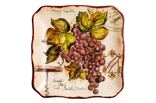 Тарелка закусочная Certified Int. Виноделие Красный виноград-2 21 см, керамика