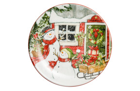Тарелка закусочная Certified Int. Дом снеговика. Два снеговика-1 23 см, керамика
