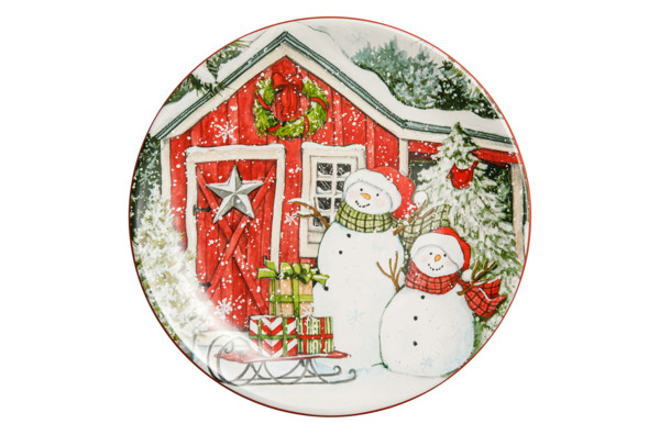 Тарелка закусочная Certified Int. Дом снеговика. Два снеговика-2 23 см, керамика