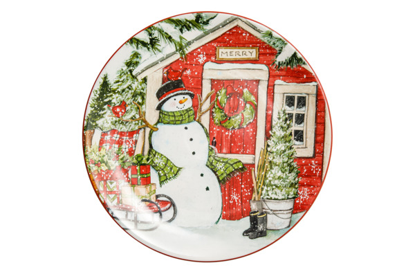 Тарелка закусочная Certified Int. Дом снеговика-2 23 см, керамика