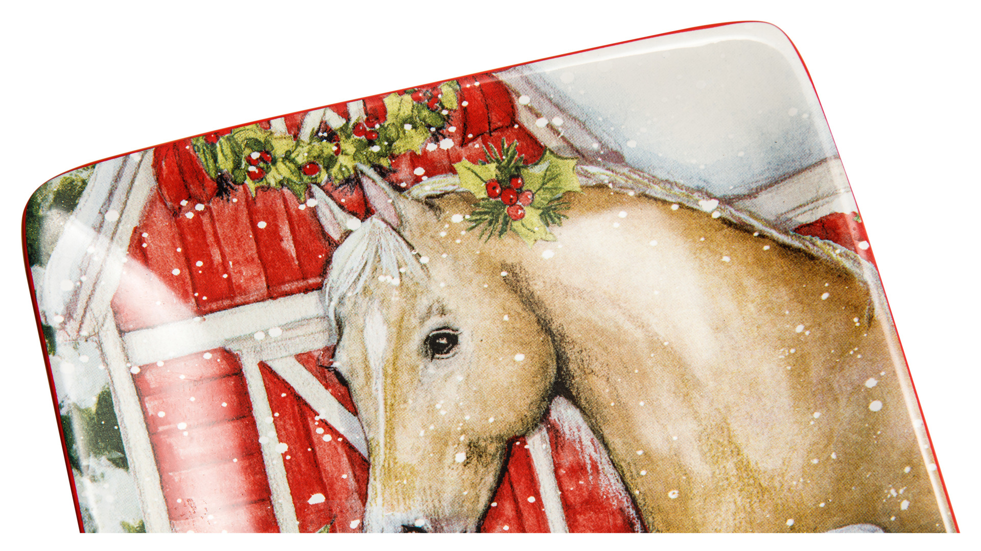 Тарелка пирожковая Certified Int. Рождество в усадьбе.Лошадь каурая 15 см, керамика