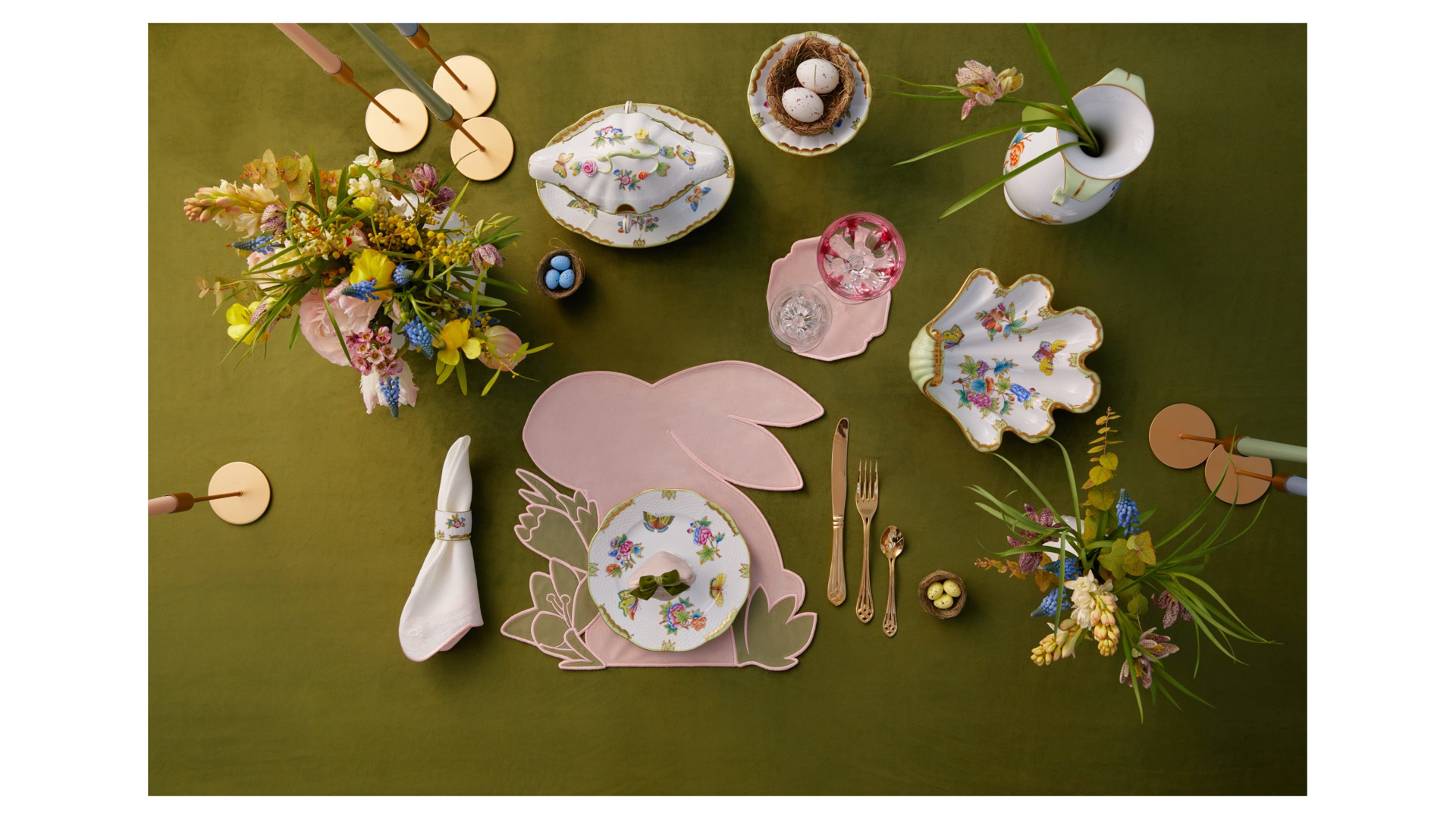 Набор плейсматов Truffle Bee Easter bunny velvet 40х43см, 2шт, розово-зеленый, полиэстер