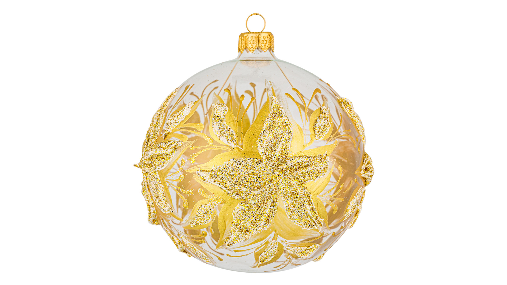 Украшение елочное шар Bartosh Рождественник Золотой 10см, стекло