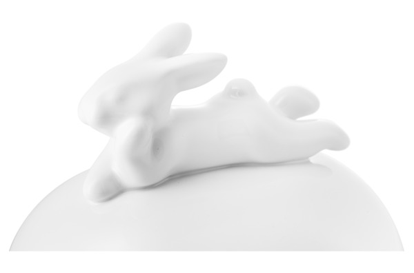 Масленка с кроликом с крышкой Claystreet Воришки 22,5х13,5 см, фарфор, белый