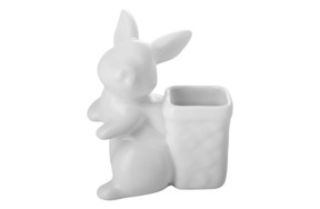 Подставка для зубочисток Claystreet Кролик с туеском 10,5 см, фарфор, белый
