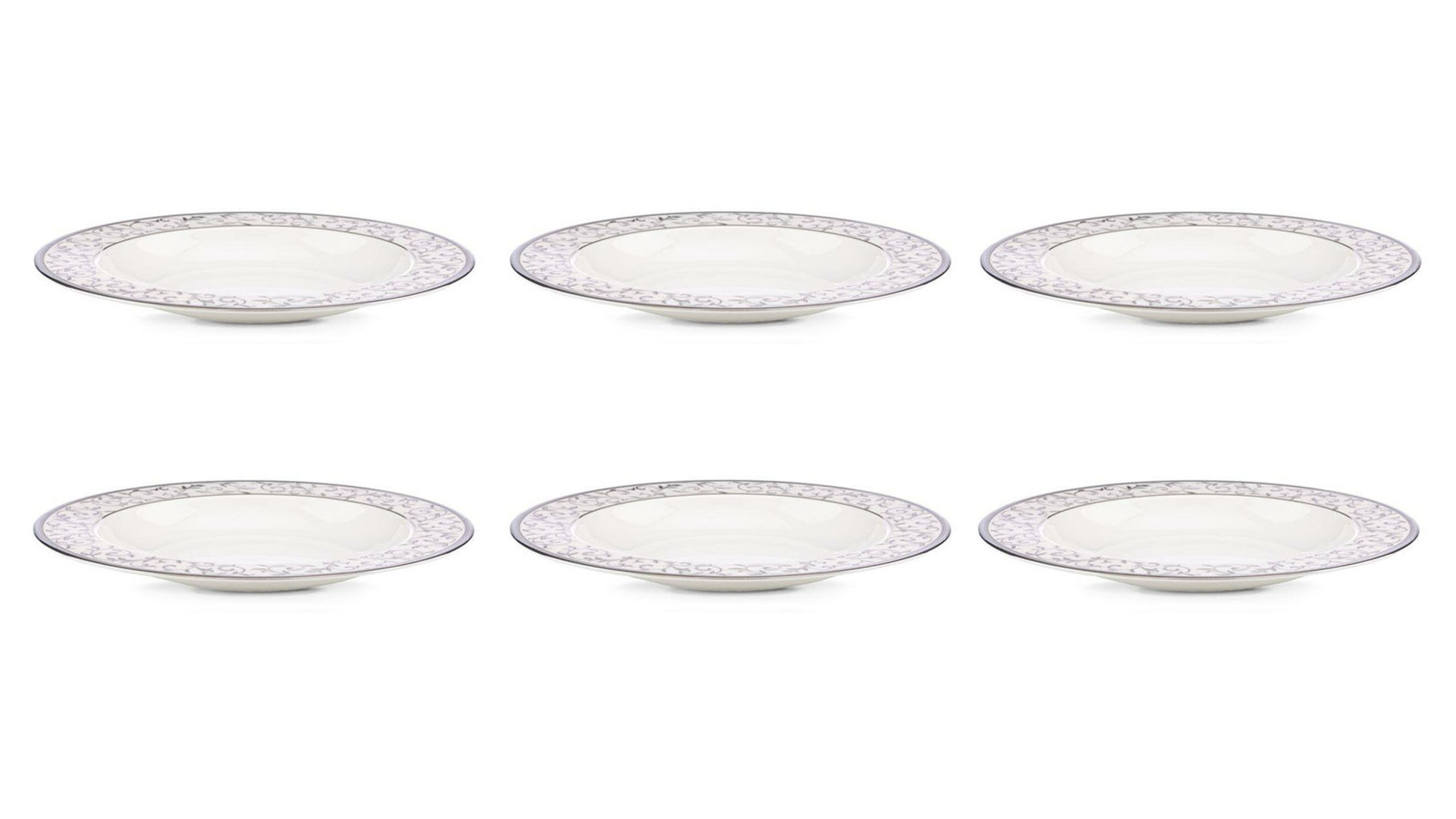Набор тарелок суповых Lenox Чистый опал, платина 23 см, фарфор 6 шт