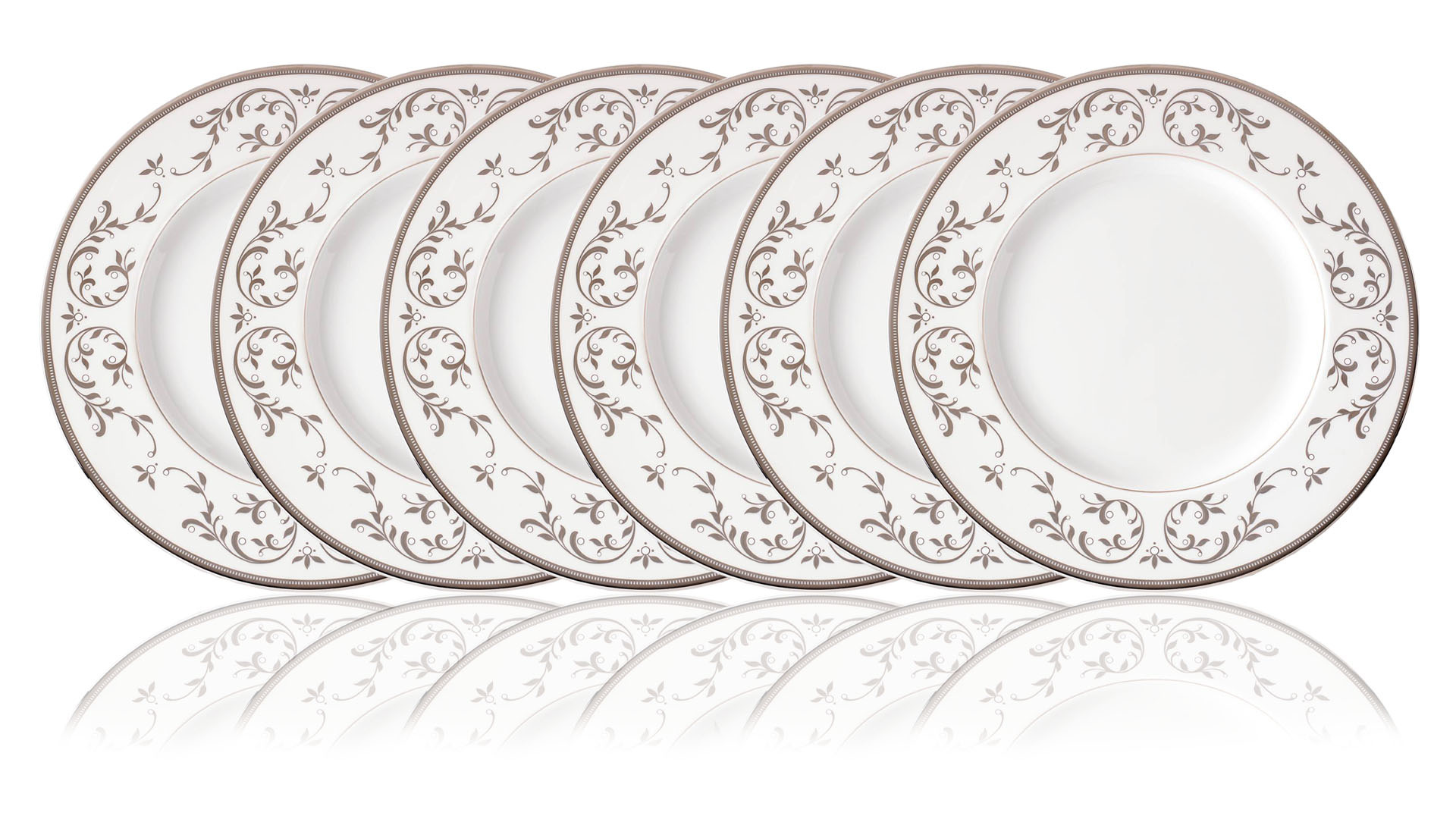 Набор тарелок обеденных Lenox Чистый опал, платина 27 см, фарфор. 6 шт