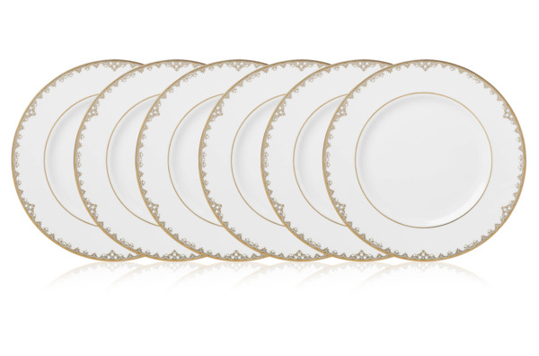 Набор тарелок акцентных Lenox Федеральный, золотой кант 23 см, фарфор, 6 шт
