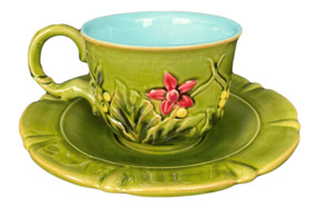 Чашка чайная с блюдцем Романов Фаянс Летний луг, зелено-голубой, фаянс