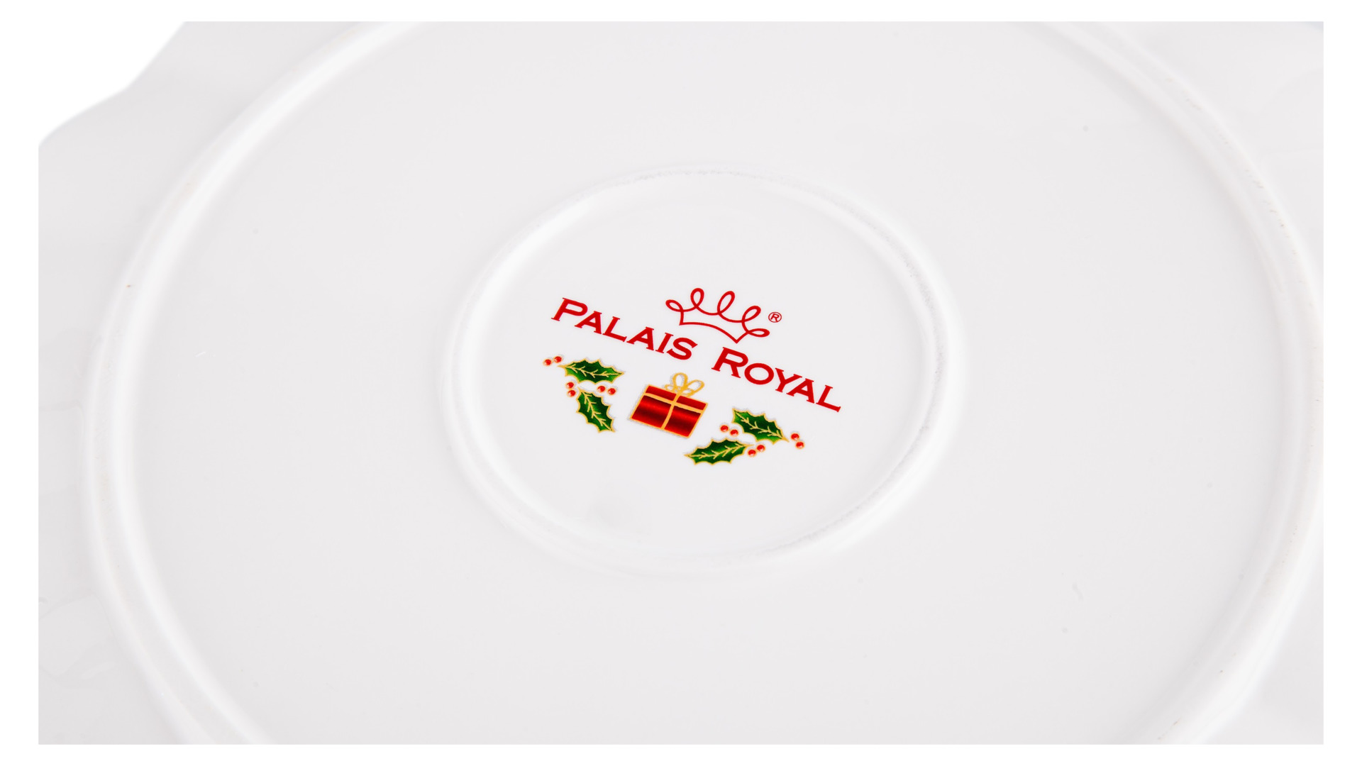 Блюдо сервировочное круглое Lamart Palais Royal Остролист 28 см, бело-зеленый, фарфор