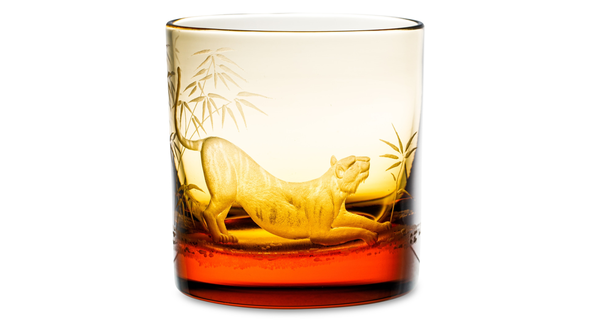 Набор стаканов для виски ГХЗ Тигры 350 мл, 6 шт, хрусталь, янтарный