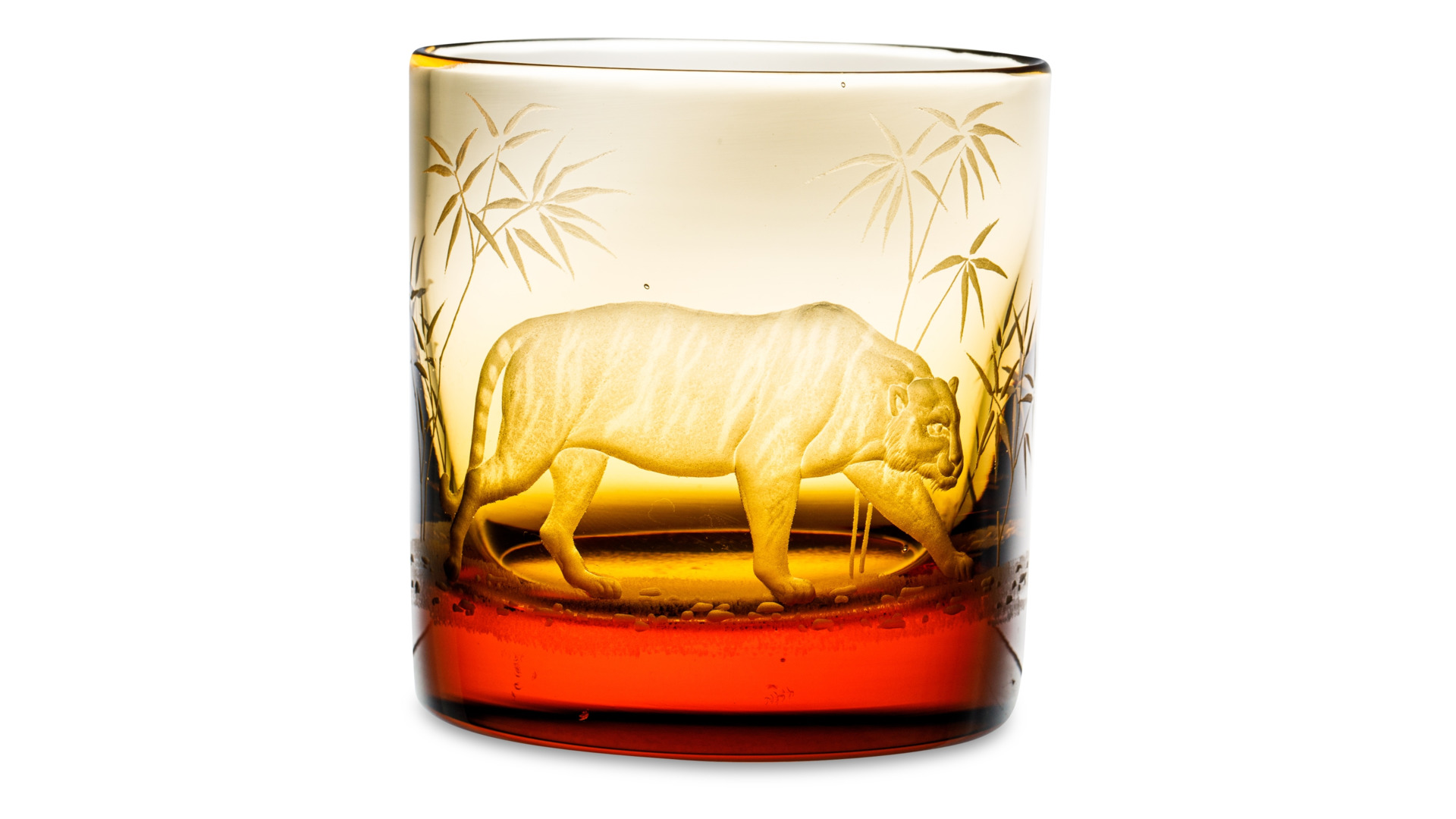 Набор стаканов для виски ГХЗ Тигры 350 мл, 6 шт, хрусталь, янтарный
