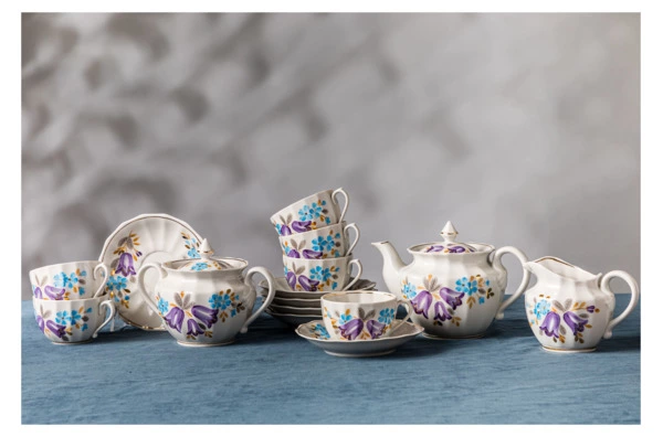 Сервиз чайный Франц Гарднер в Вербилках Колокольчик на 6 персон 15 предметов, фарфор, п/к