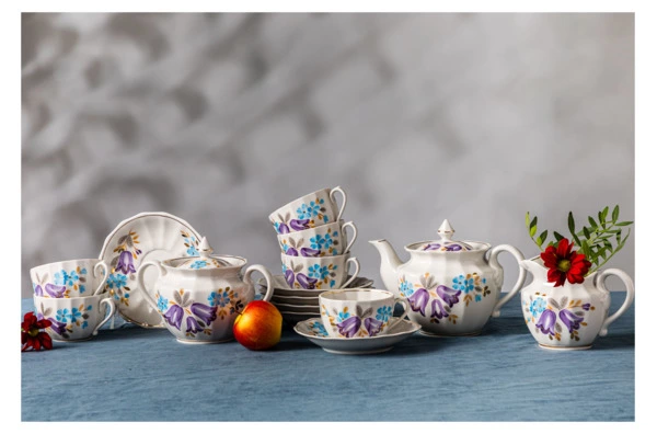 Сервиз чайный Франц Гарднер в Вербилках Колокольчик на 6 персон 15 предметов, фарфор, п/к