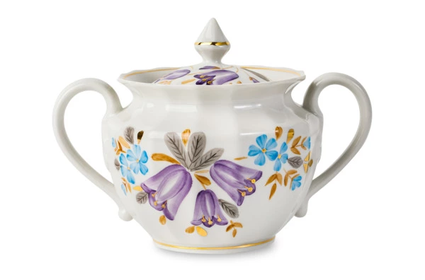 Сервиз чайный Франц Гарднер в Вербилках Колокольчик на 6 персон 15 предметов, фарфор, п/к