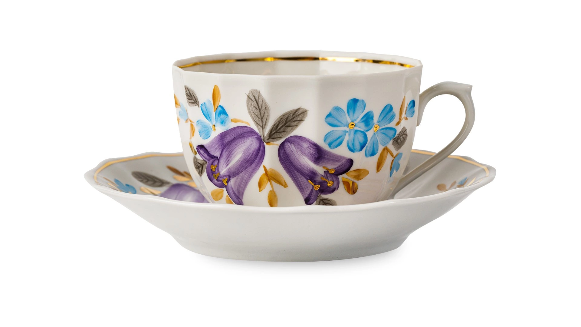 Сервиз чайный Франц Гарднер в Вербилках Колокольчик на 6 персон 15 предметов, фарфор, п/к