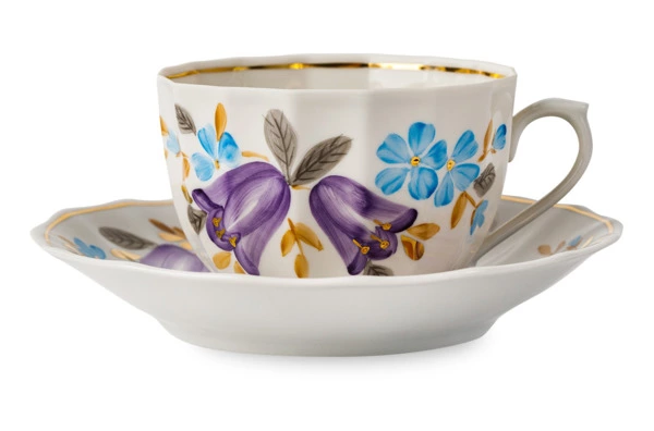 Сервиз чайный Франц Гарднер в Вербилках Колокольчик на 6 персон 15 предметов, фарфор, п/к