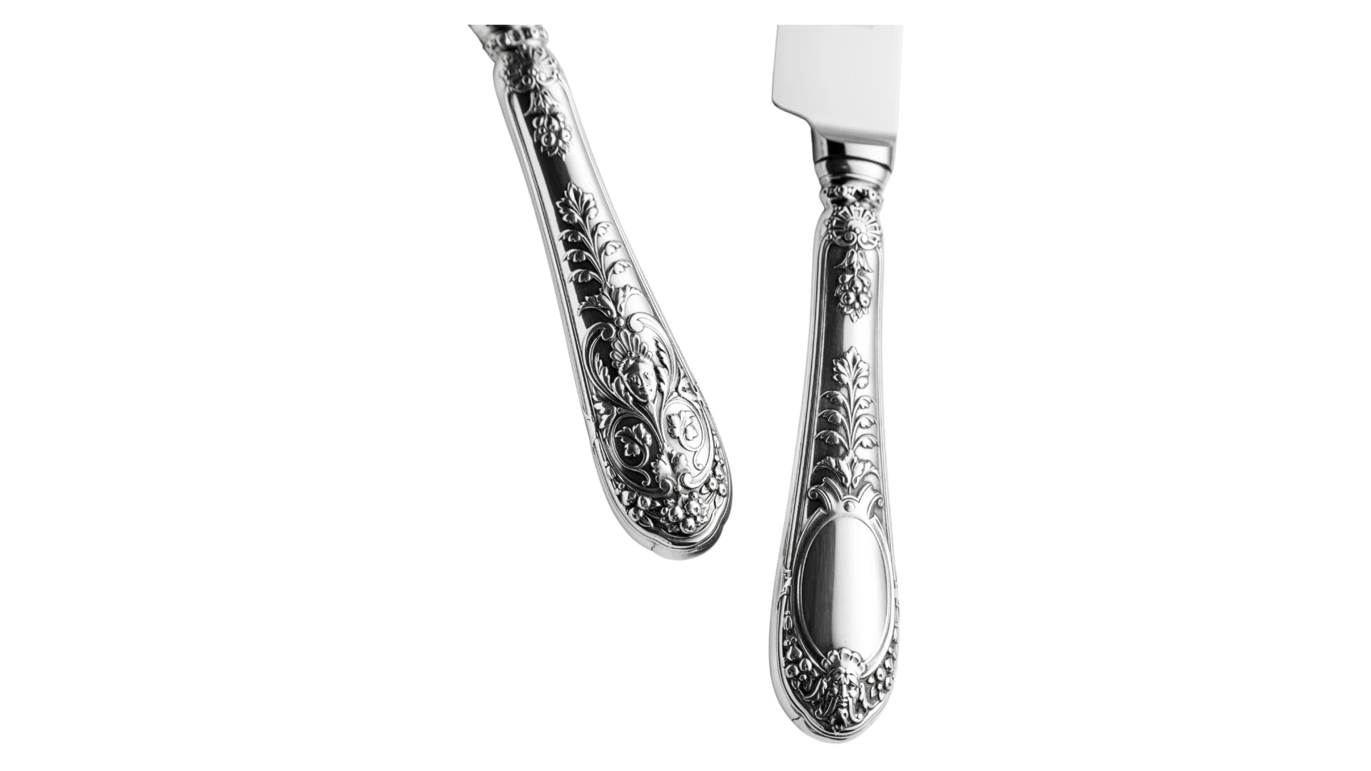 Набор приборов для разделки мяса Odiot Шатобриан, 2 шт (вилка 25,5 см, нож 29,5 см), серебро 925