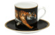 Чашка кофейная с блюдцем Halcyon Days Дикая природа Тигр 180 мл, черная, фарфор