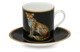 Чашка кофейная с блюдцем Halcyon Days Дикая природа Леопард 180 мл, черная, фарфор