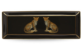 Мелочница прямоугольная Halcyon Days Дикая природа Леопарды, 20х7 см, фарфор