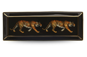 Мелочница прямоугольная Halcyon Days Дикая природа Тигры, 20х7 см, фарфор