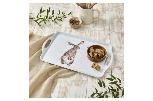 Поднос прямоугольный с ручками Pimpernel Забавная фауна Зайка и пчела 48х29,5 см, пластик