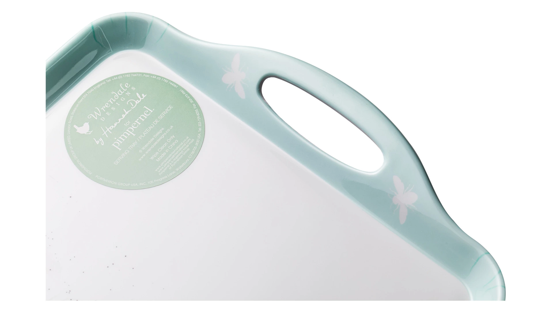 Поднос прямоугольный с ручками Pimpernel Забавная фауна Зайка и пчела 48х29,5 см, пластик