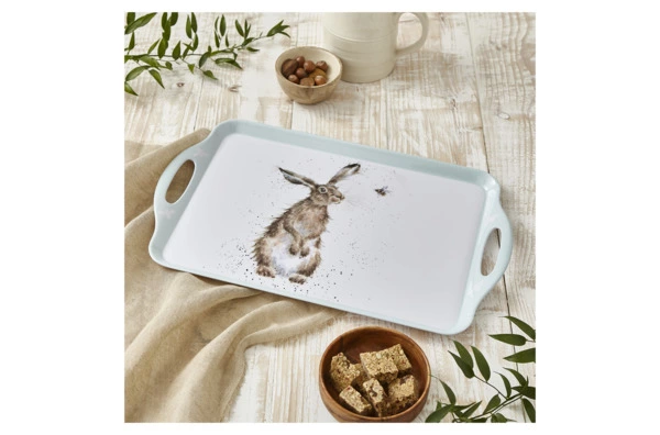 Поднос прямоугольный с ручками Pimpernel Забавная фауна Зайка и пчела 48х29,5 см, пластик