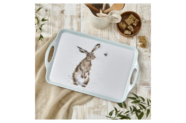 Поднос прямоугольный с ручками Pimpernel Забавная фауна Зайка и пчела 48х29,5 см, пластик