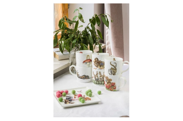 Кружка Royal Worcester Забавная фауна Мышонок и мухомор 310 мл, фарфор костяной